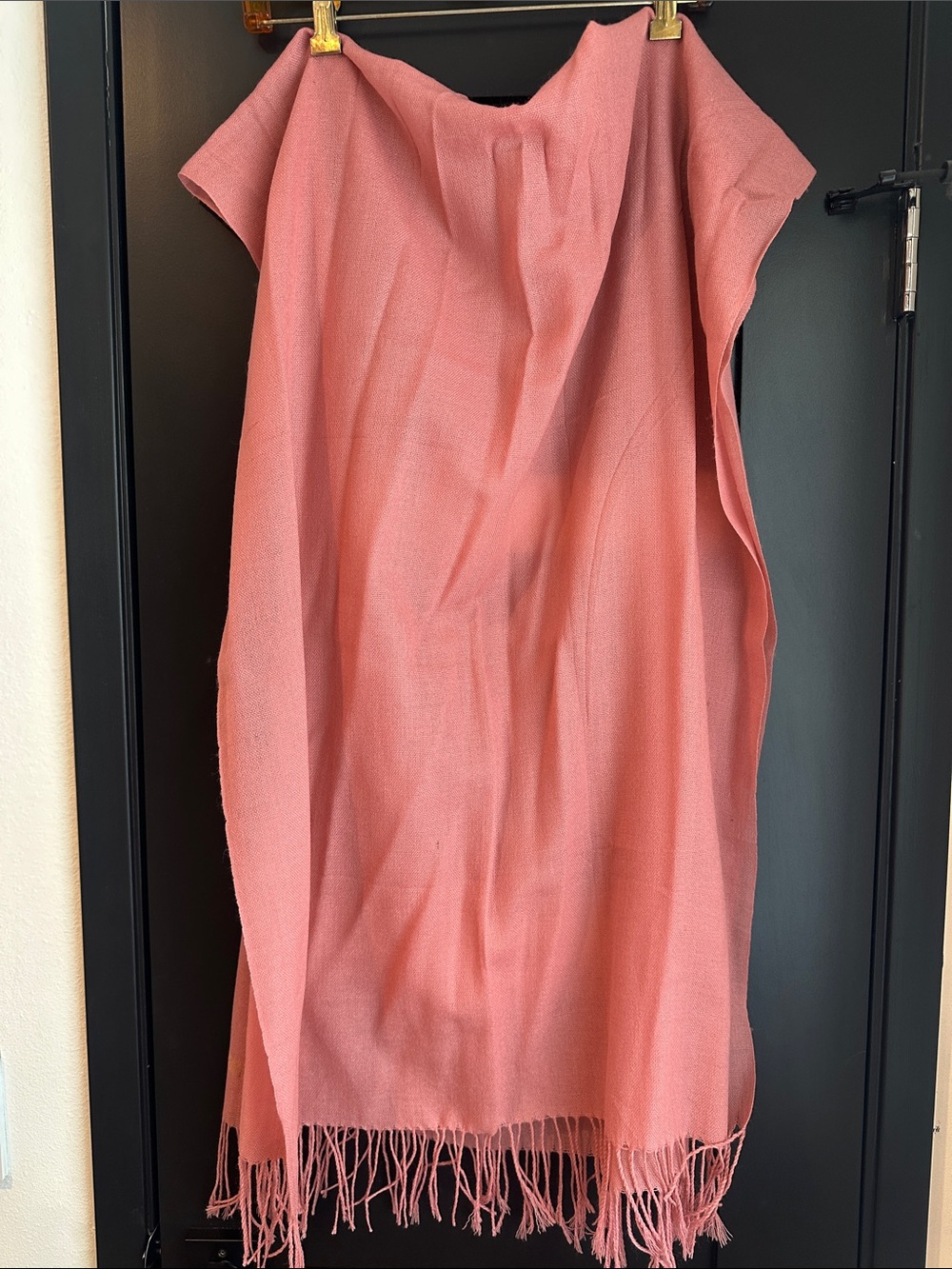 Soft Pink Fringed Wrap Scarf